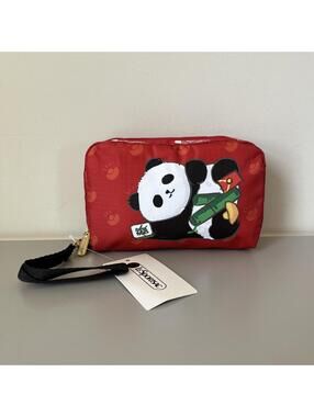 Lesportsac Get Rich Series Panda Wristlet Clutch NWT